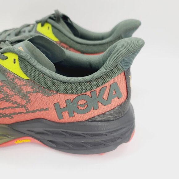 Hoka One One Men\'s Olive Red Neon Speedgoat 5 Athletic Running Shoes Size 12D main image 5
